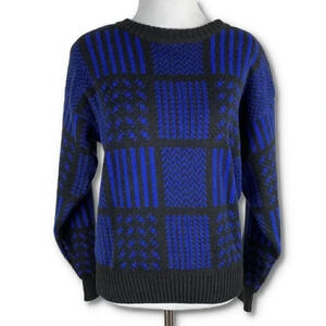 Petite illustrations grandpa sweater size S geometric chunky vintage 80s 90s